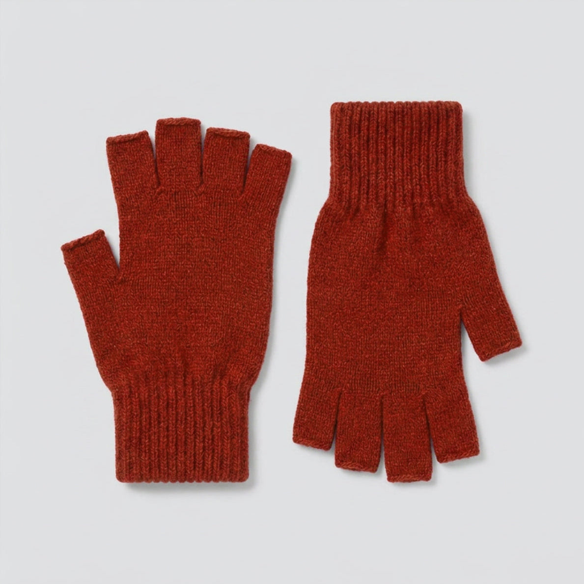 Fingerless Possum Merino Gloves - Rust