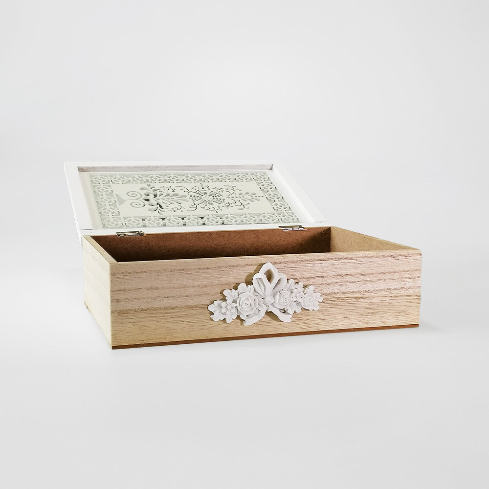 Wooden Box With Cutwork Lid