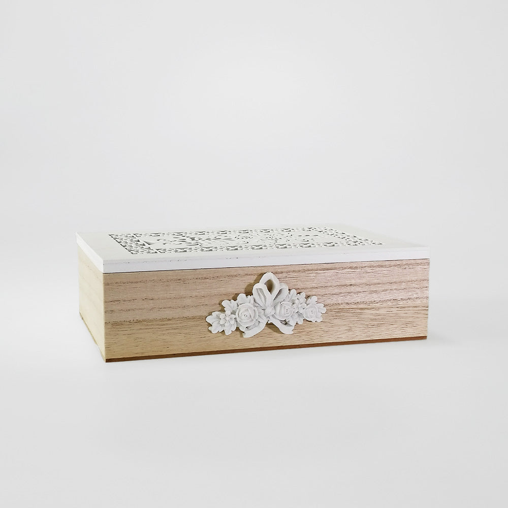 Wooden Box With Cutwork Lid