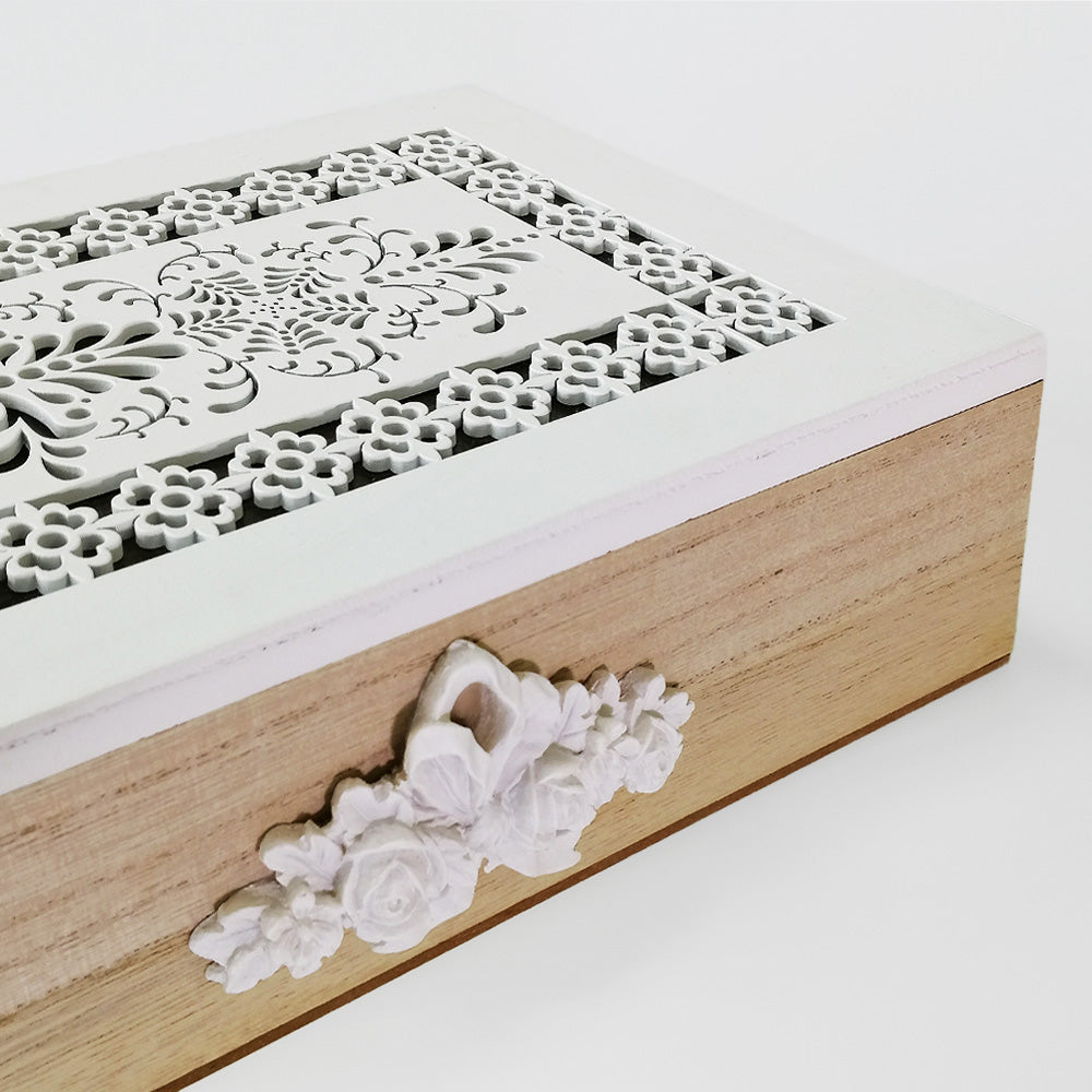 Wooden Box With Cutwork Lid