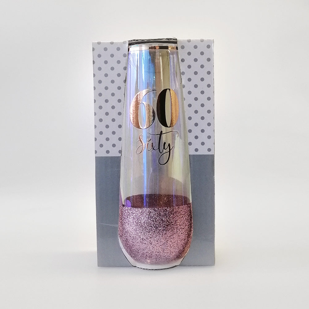 60th Birthday Glitter Champagne Glass