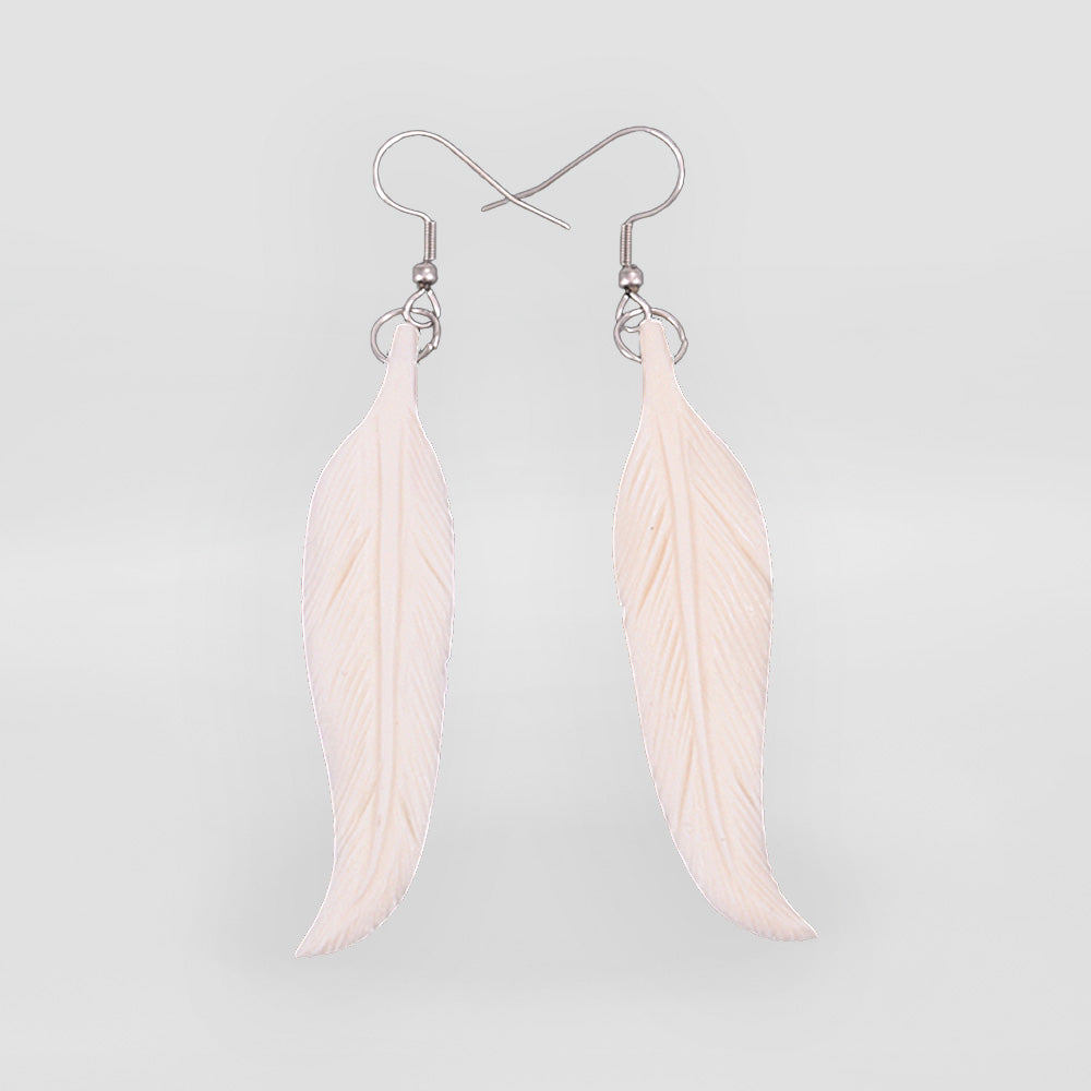 Feather Bone Carving Earrings