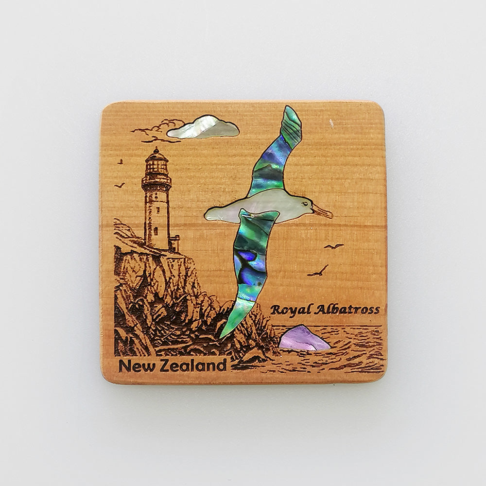 NZ Wood & Paua Magnet - Albatross
