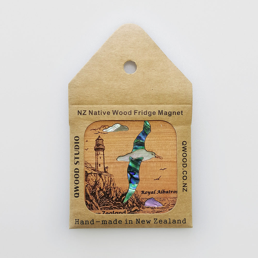 NZ Wood & Paua Magnet - Albatross
