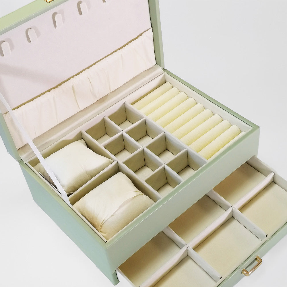 Two Tier With Gold Latches Jewellery Boxes