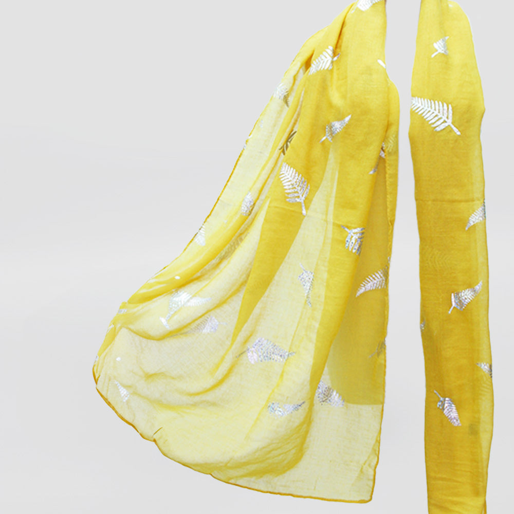 Foil Silver Fern Scarves