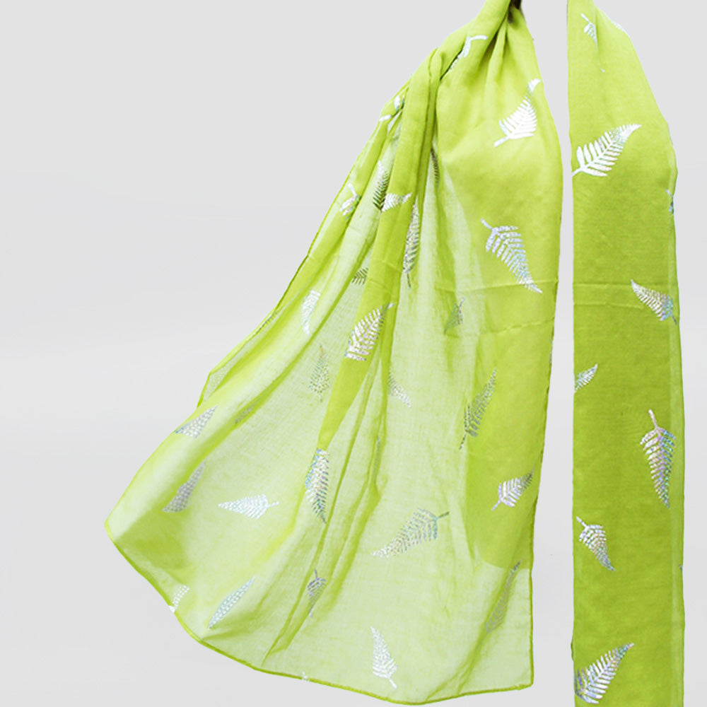 Foil Silver Fern Scarves