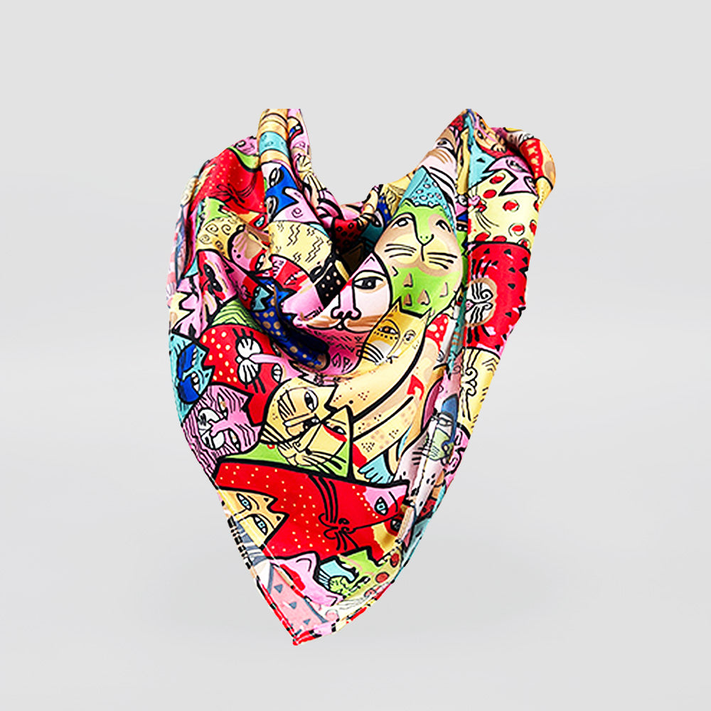 Square Border Scarves - Cats