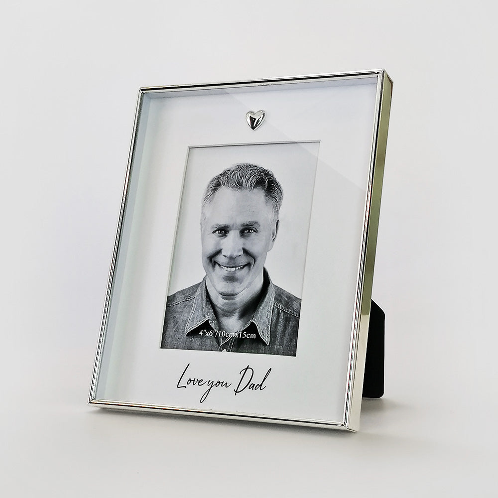 Silver Frame W/ Heart - 'Dad'