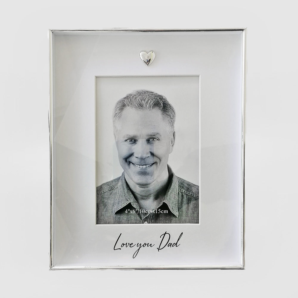 Silver Frame W/ Heart - 'Dad'