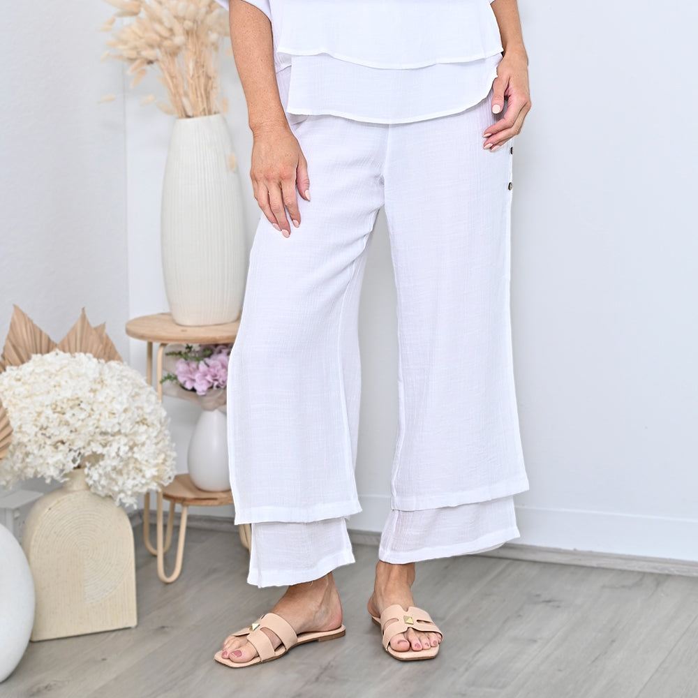 Cali&Co - Side Button Layered Beach Pants
