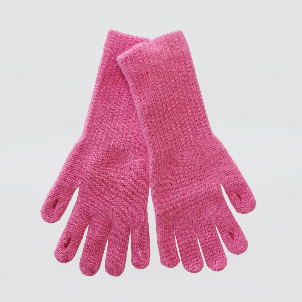 Pink Wool Angora Gloves