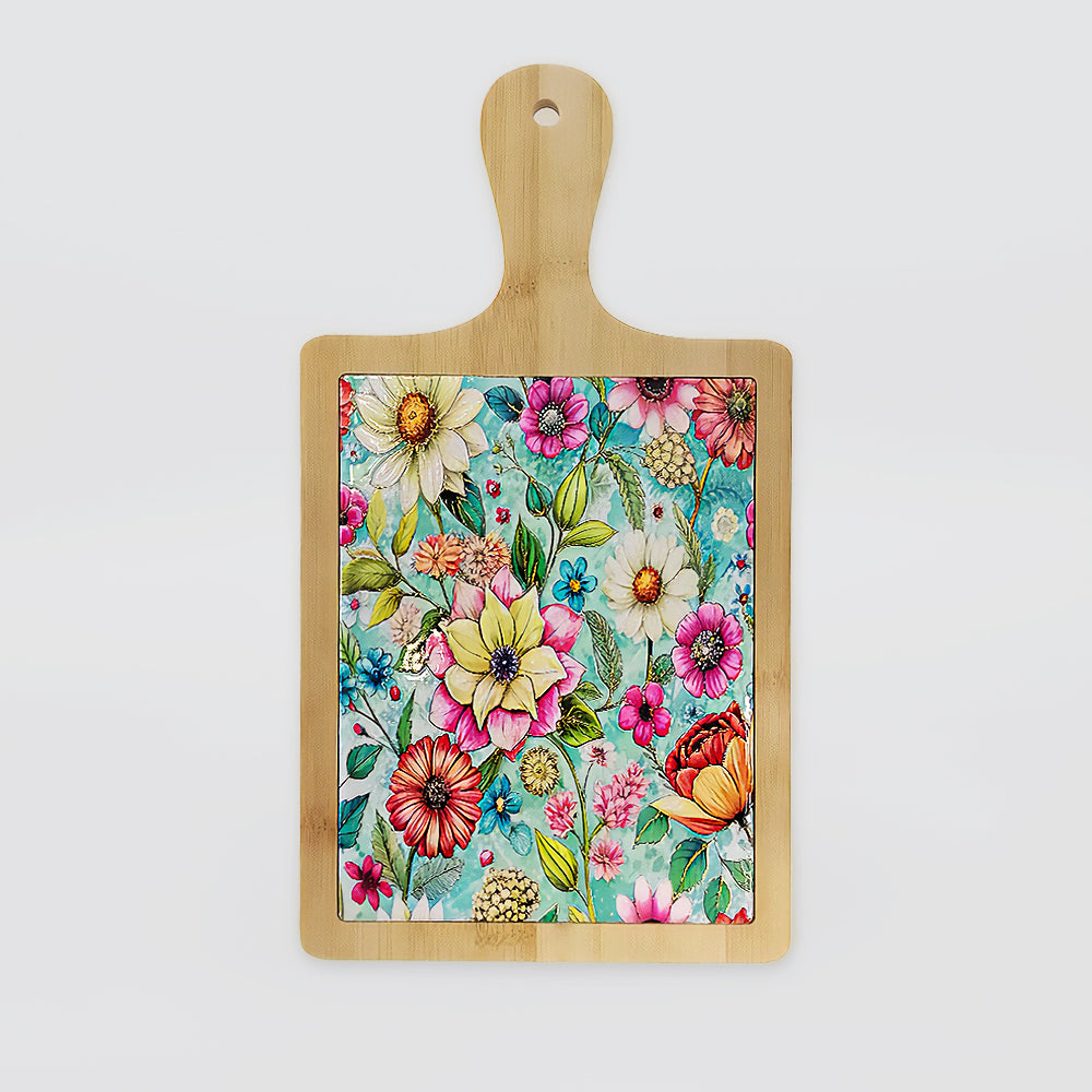 Bamboo Handle Board - 'Flowers'