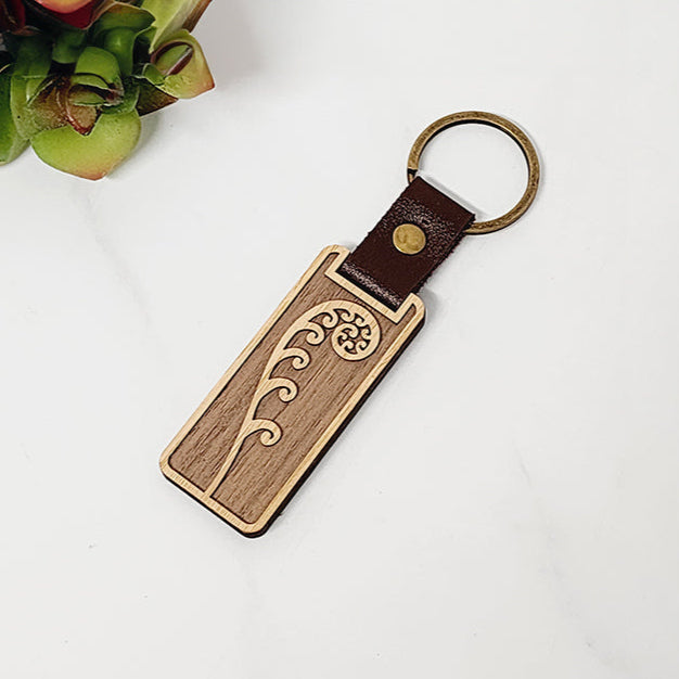 Wooden 'Frond' Keyring