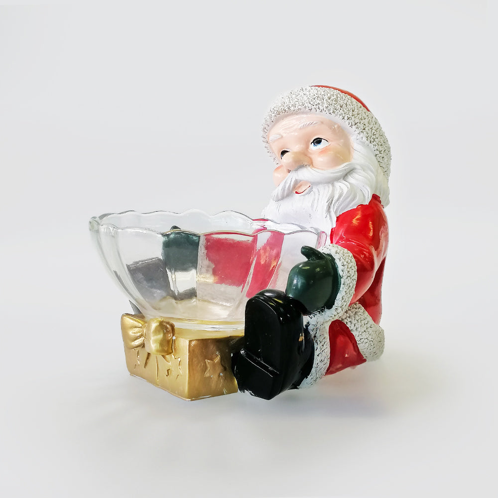 Santa With Glass Bowl Decor