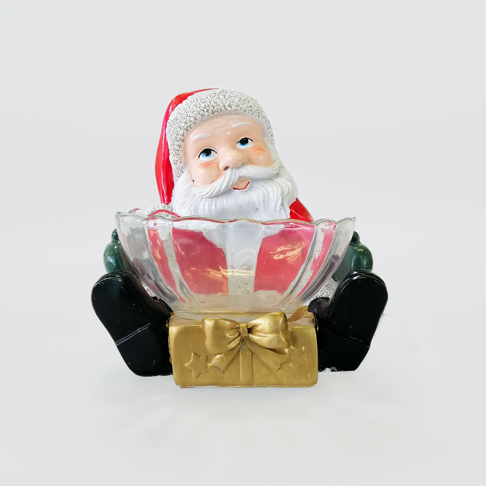 Santa With Glass Bowl Decor