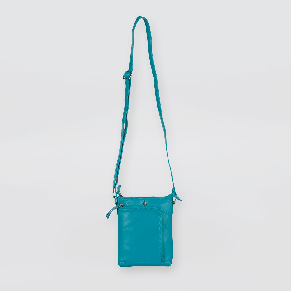 Leather Front Zip Handbag - Orange