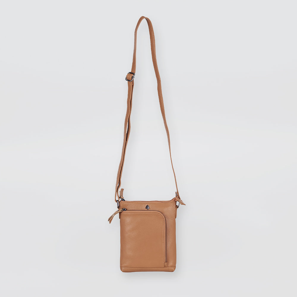 Leather Front Zip Handbag - Orange