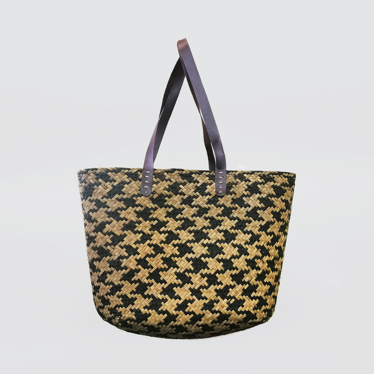 Houndstooth Flaxkete Woven Tote Bag