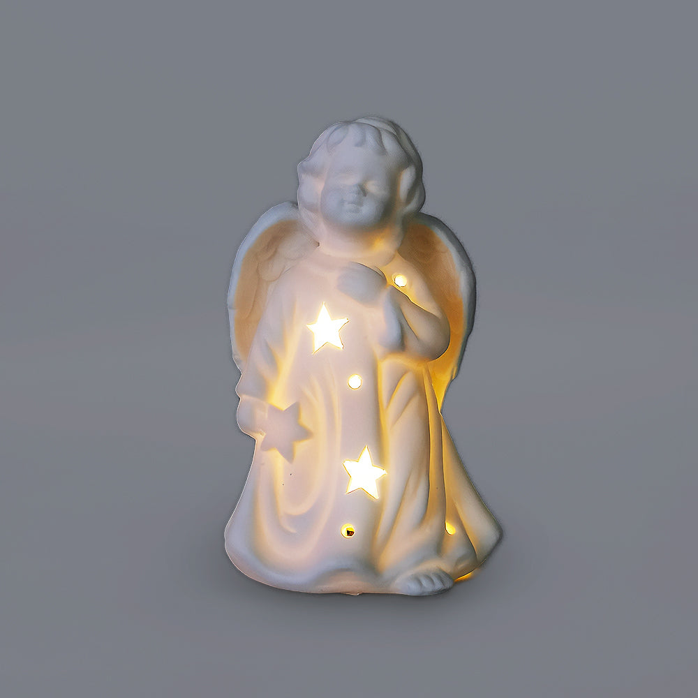 White Christmas Ceramic LED Angel