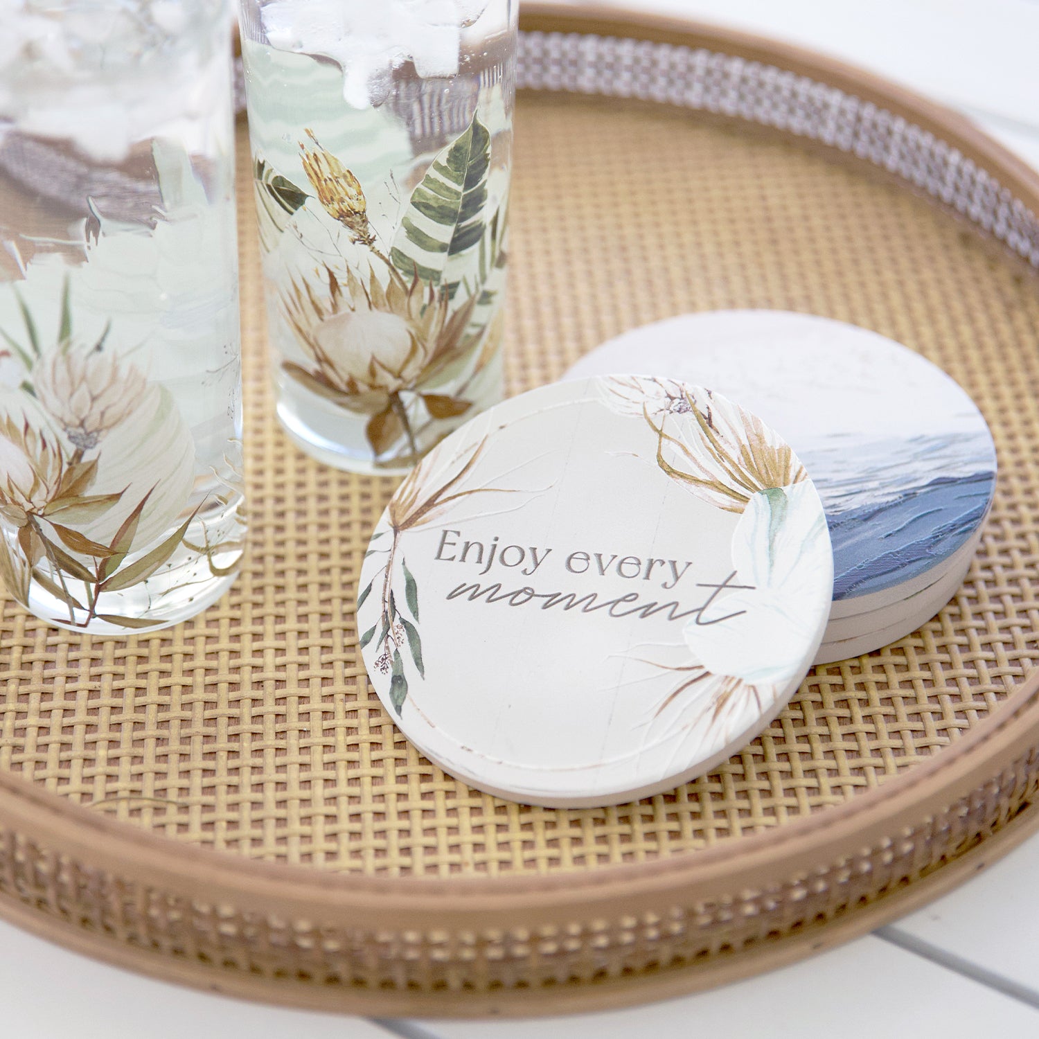'Palm Cove' - Single Ceramic Coasters