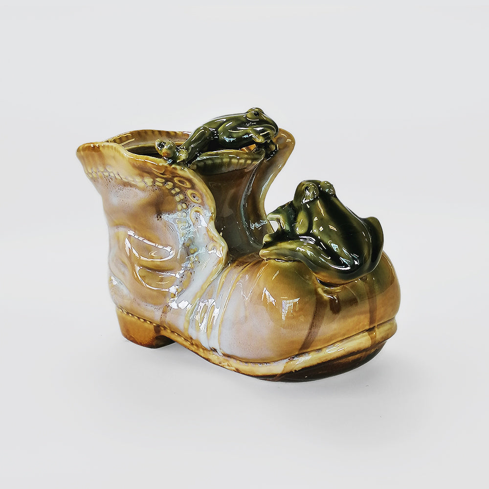 Ceramic Boot With Frogs