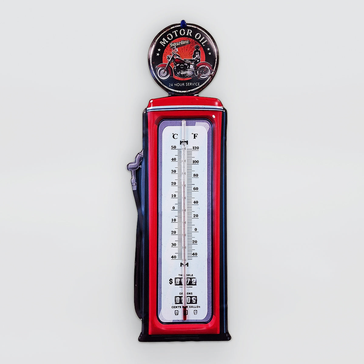 Metal Petrol-Pump Style Wall Thermometer