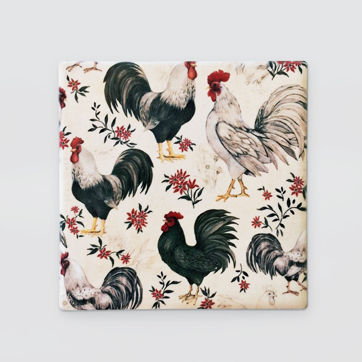 Ceramic Coaster Set/4 - Roosters