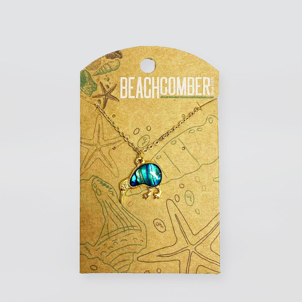 Kiwi Paua Pendant - Gold