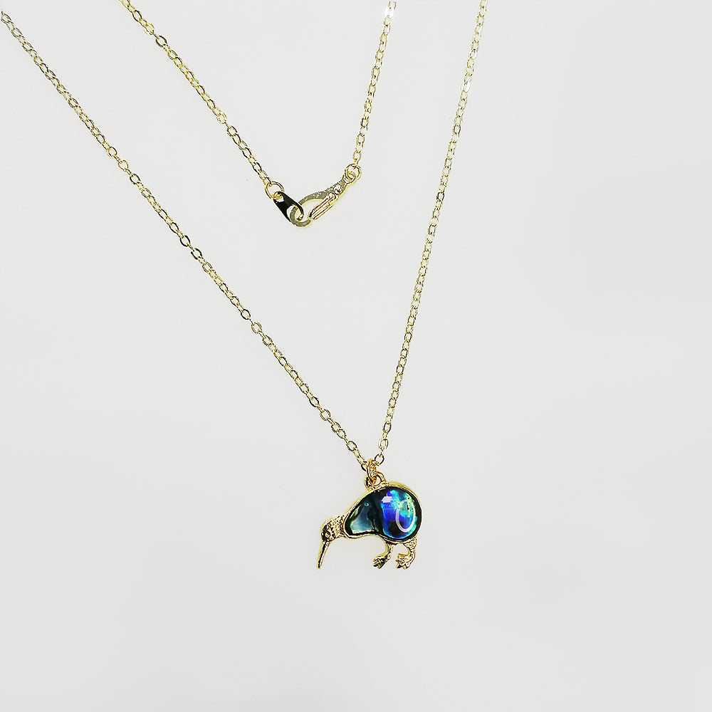 Kiwi Paua Pendant - Gold