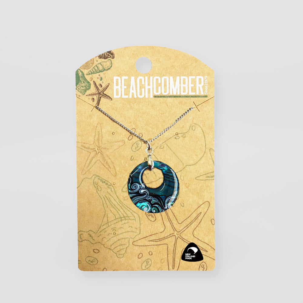 Paua Pendant 'Small Creole Waves' - Silverstone