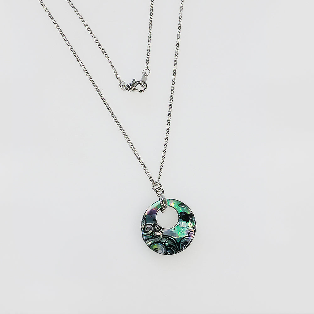 Paua Pendant 'Small Creole Waves' - Silverstone
