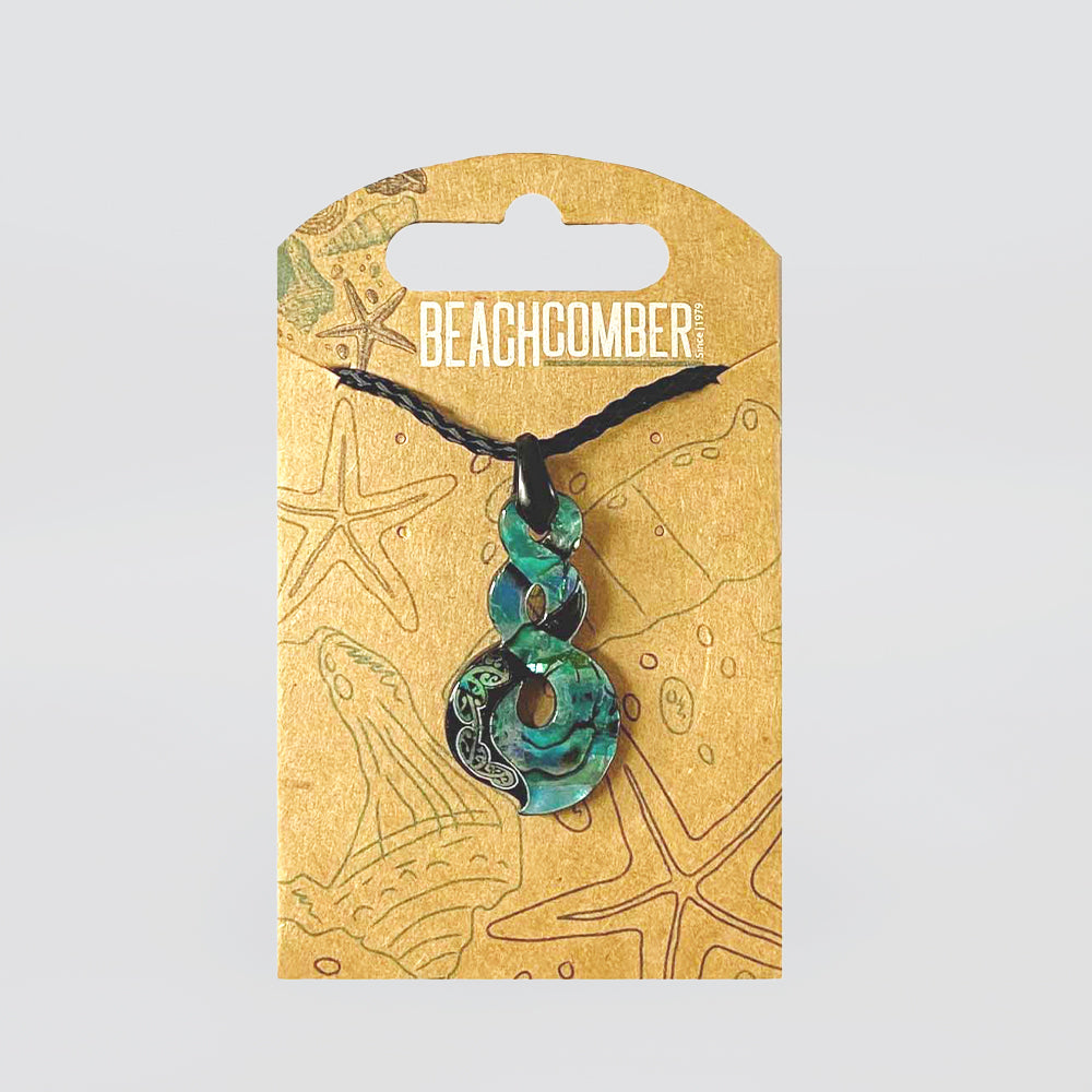 Paua Pendant '3 Twist' W/ Rope
