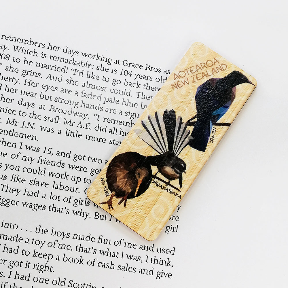 Wooden Bookmark - 'Geo Birds'