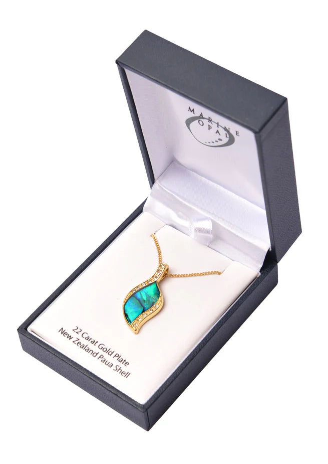 Paua Necklace - 'Crystal Leaf'