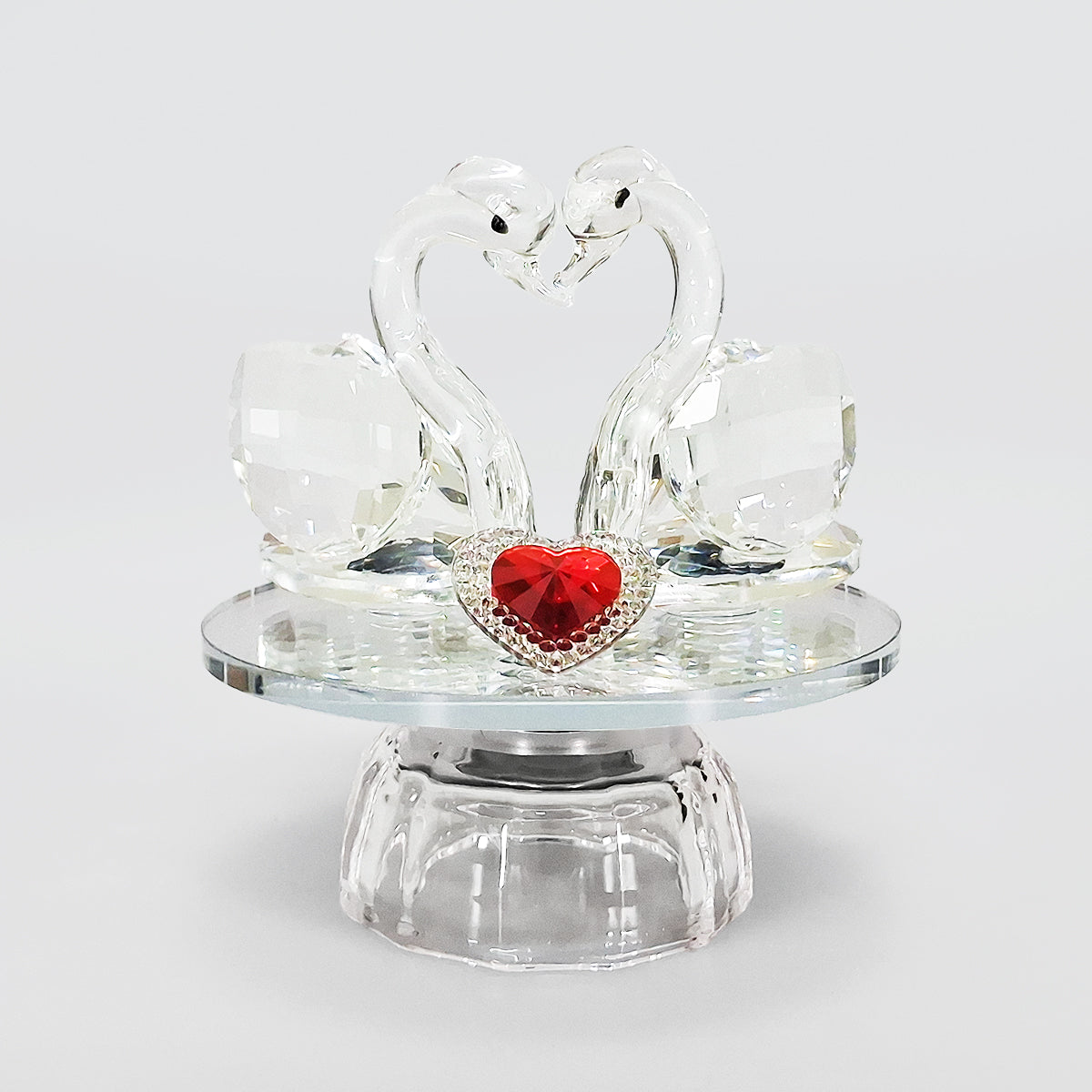 Crystal Glass Twin Swans & Heart