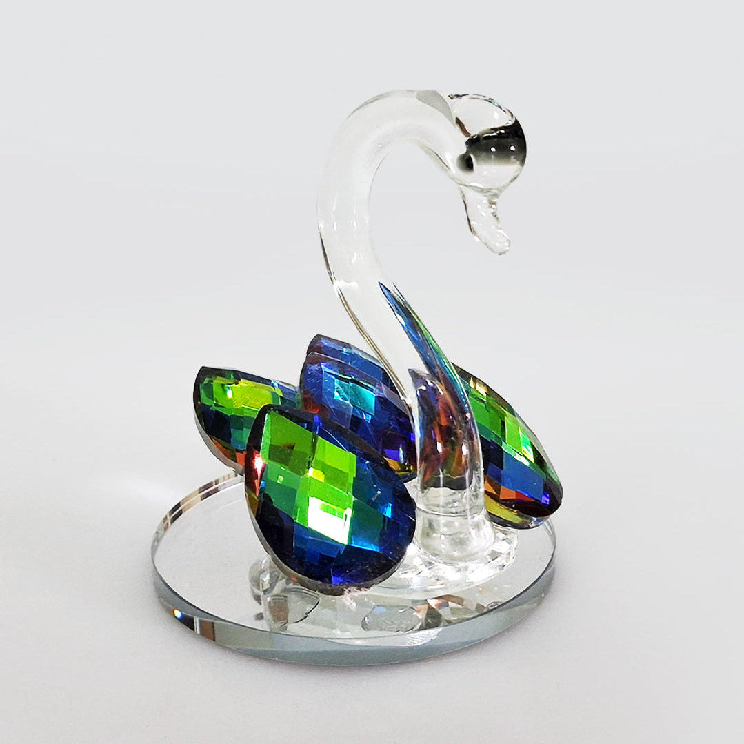 Crystal Glass Iridescent Winged Swan - Small