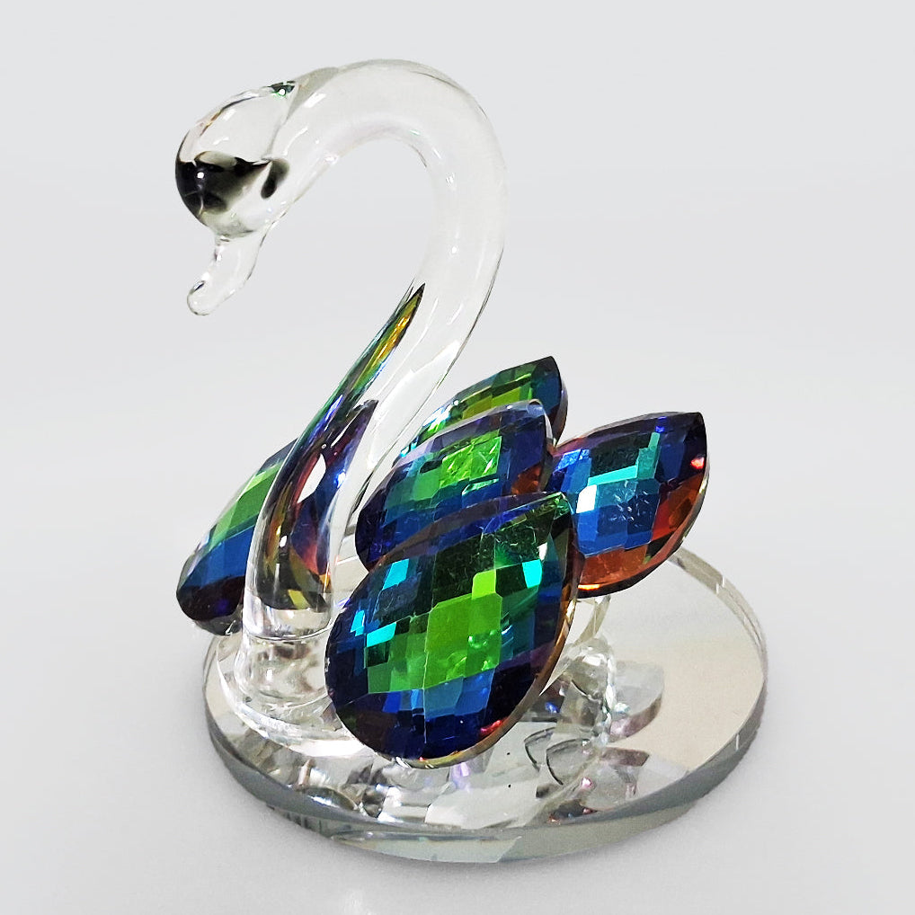 Crystal Glass Iridescent Winged Swan - Small