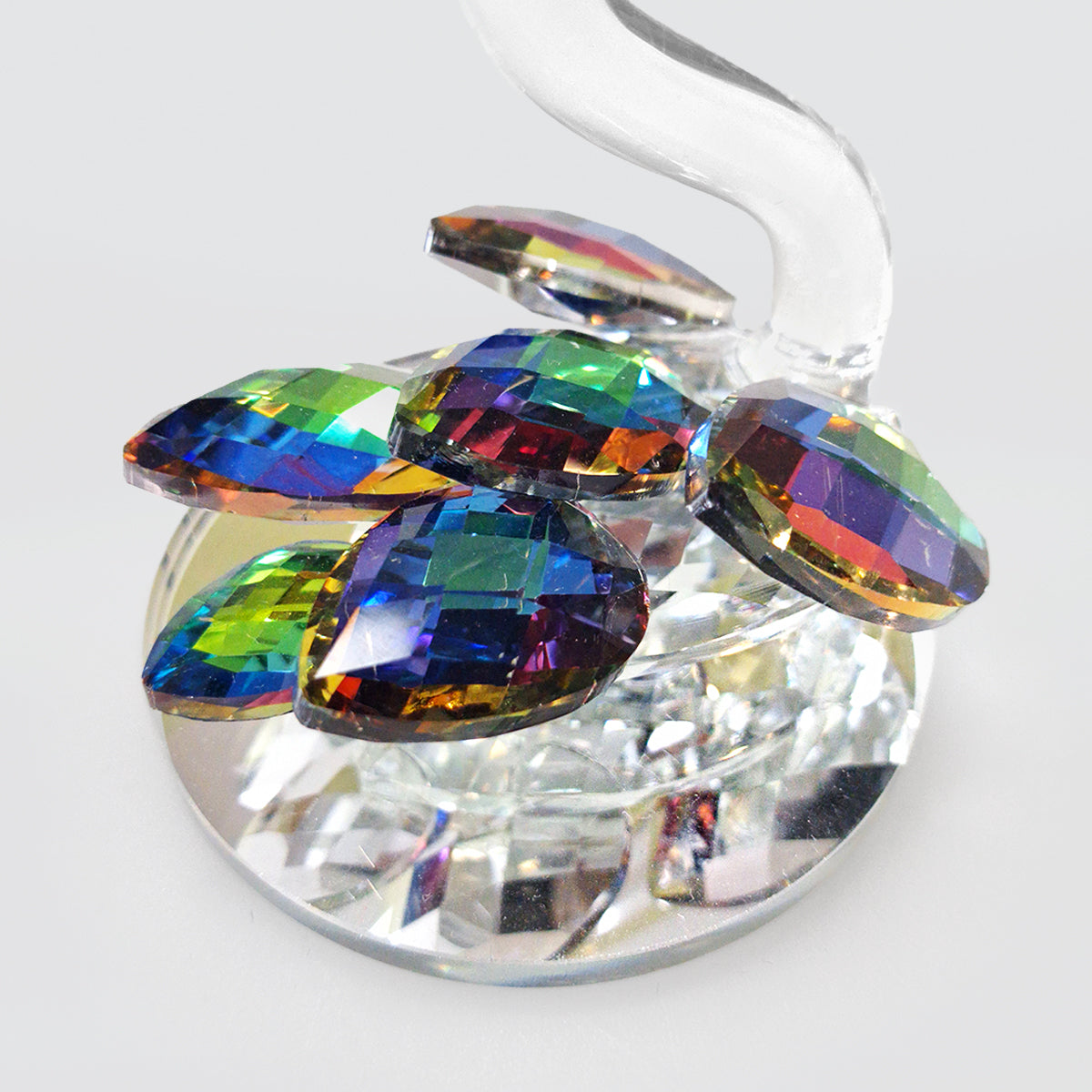 Crystal Glass Iridescent Winged Swan - Small