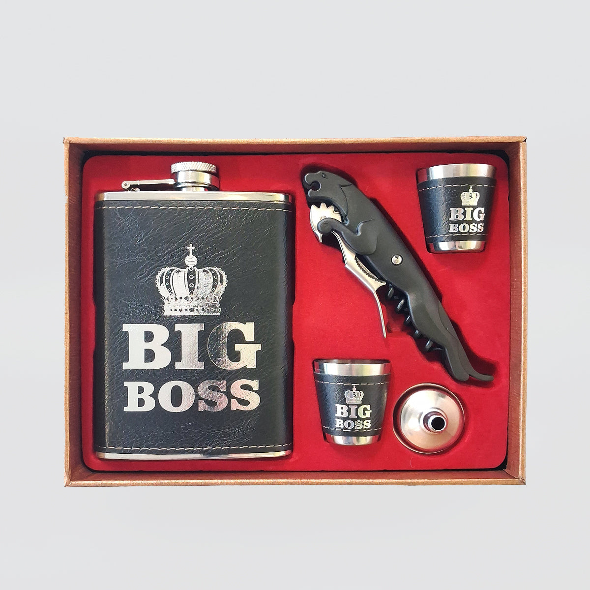 Stainless Hip-Flask Set - Big Boss
