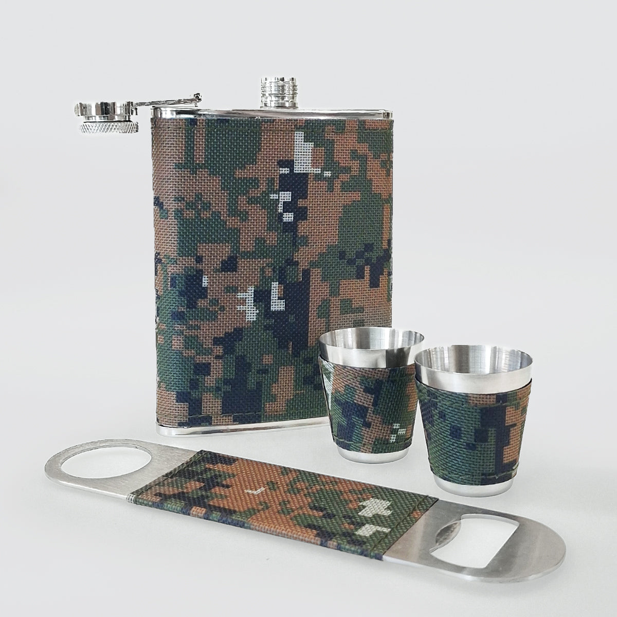 Stainless Hip-Flask Set - Camouflage