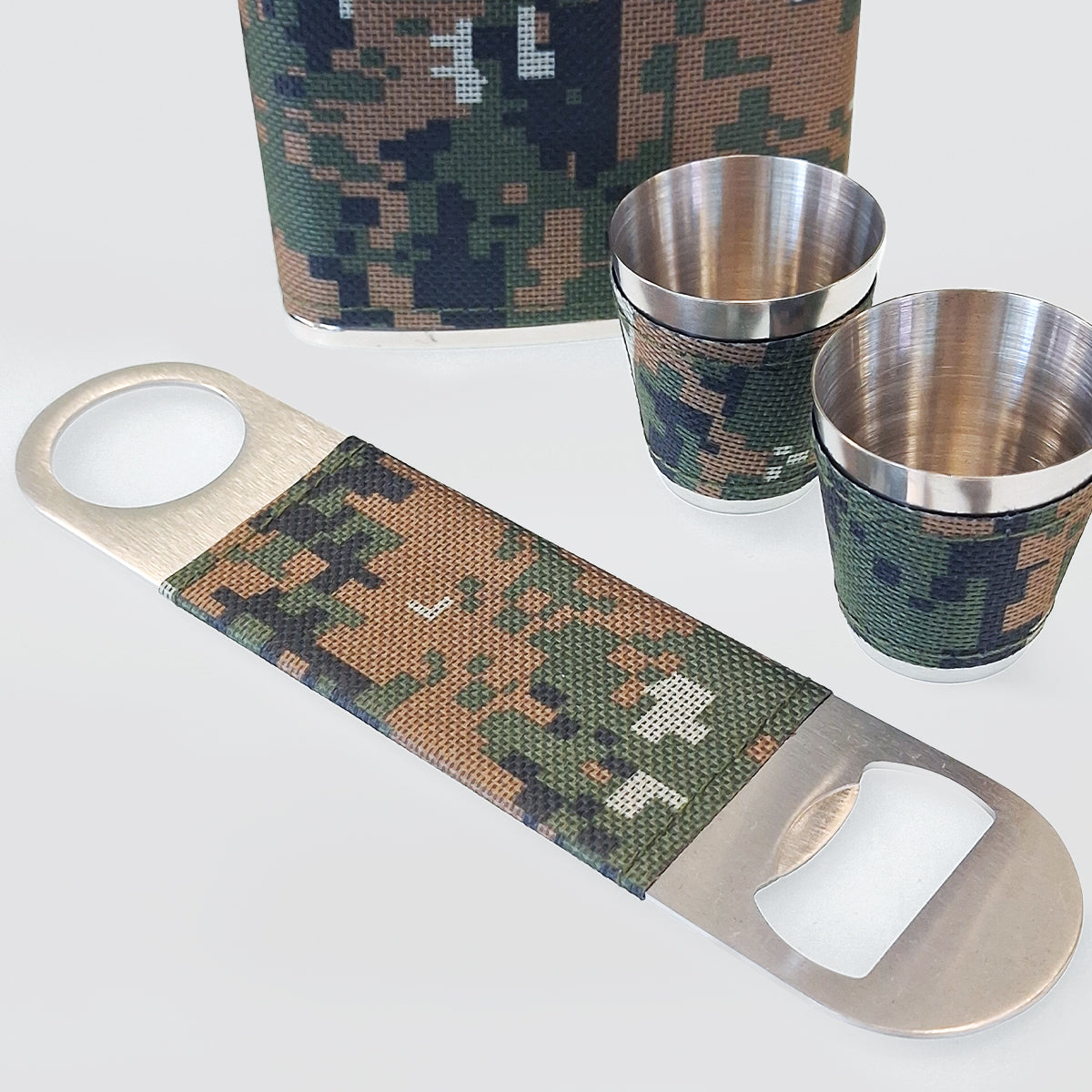 Stainless Hip-Flask Set - Camouflage