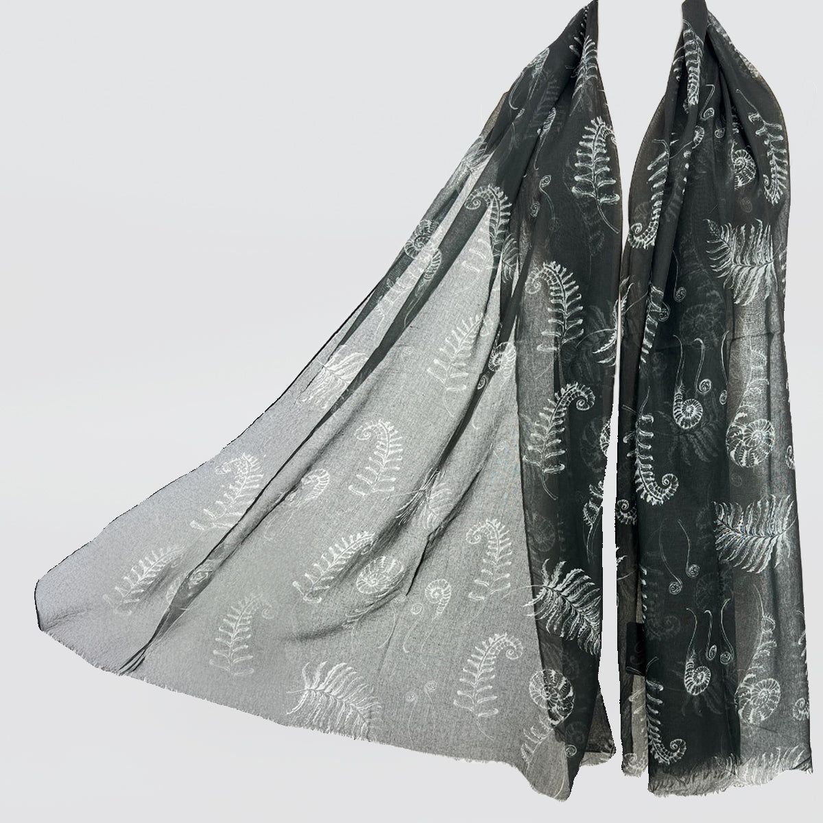 Black 'Silver Fern' Scarf