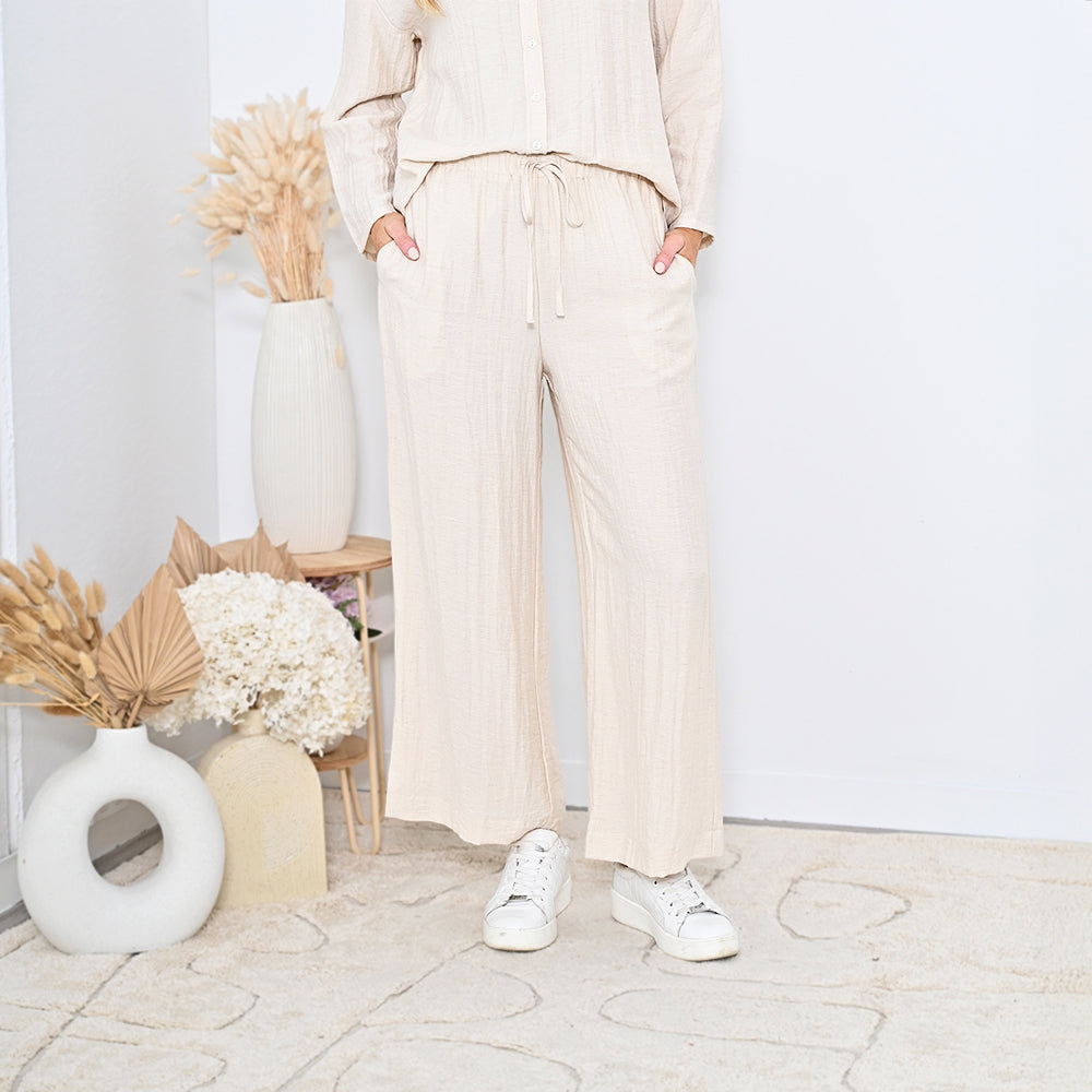 Cali&Co - Plain Pants W/ Wide Leg
