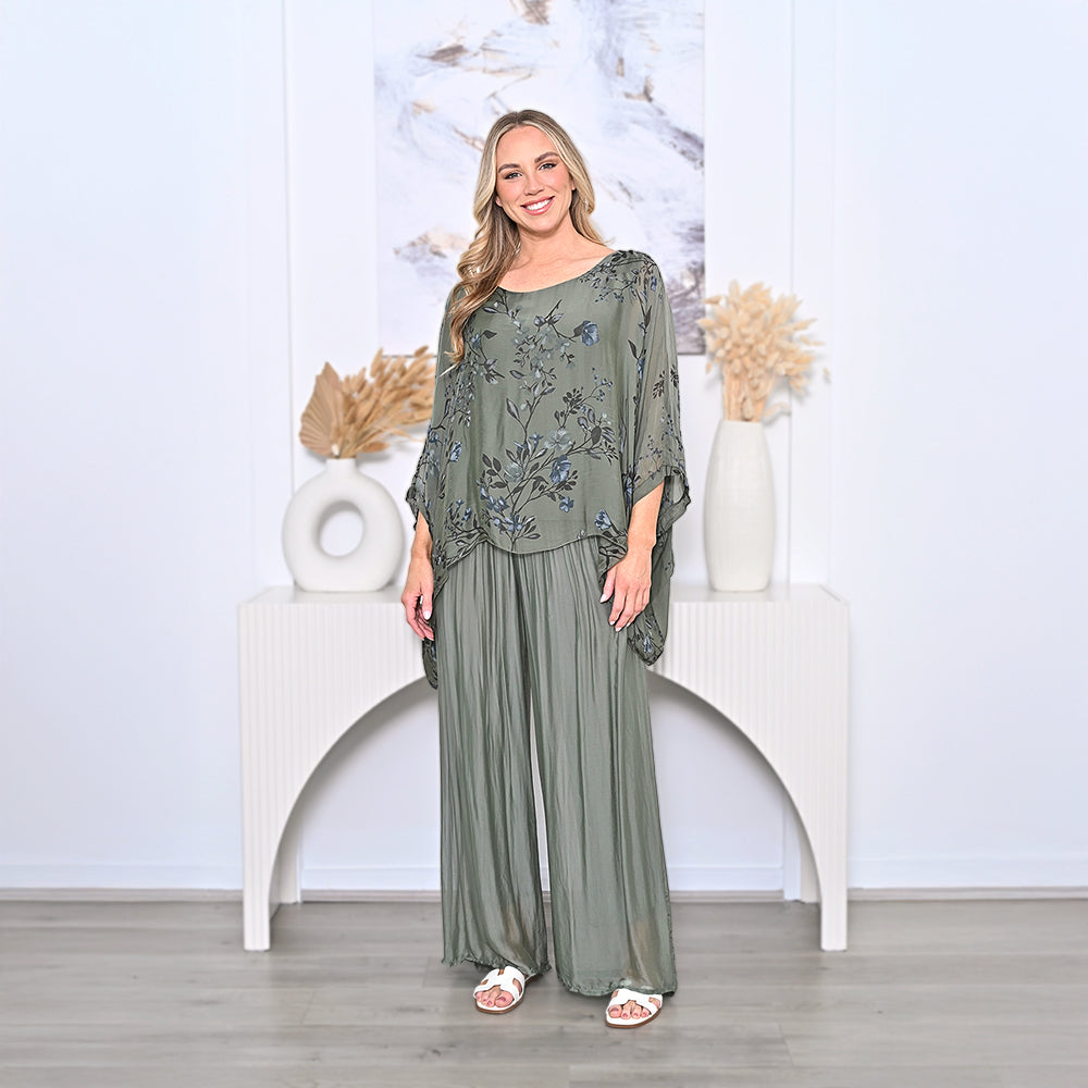 Floral Silk Kaftan Tops