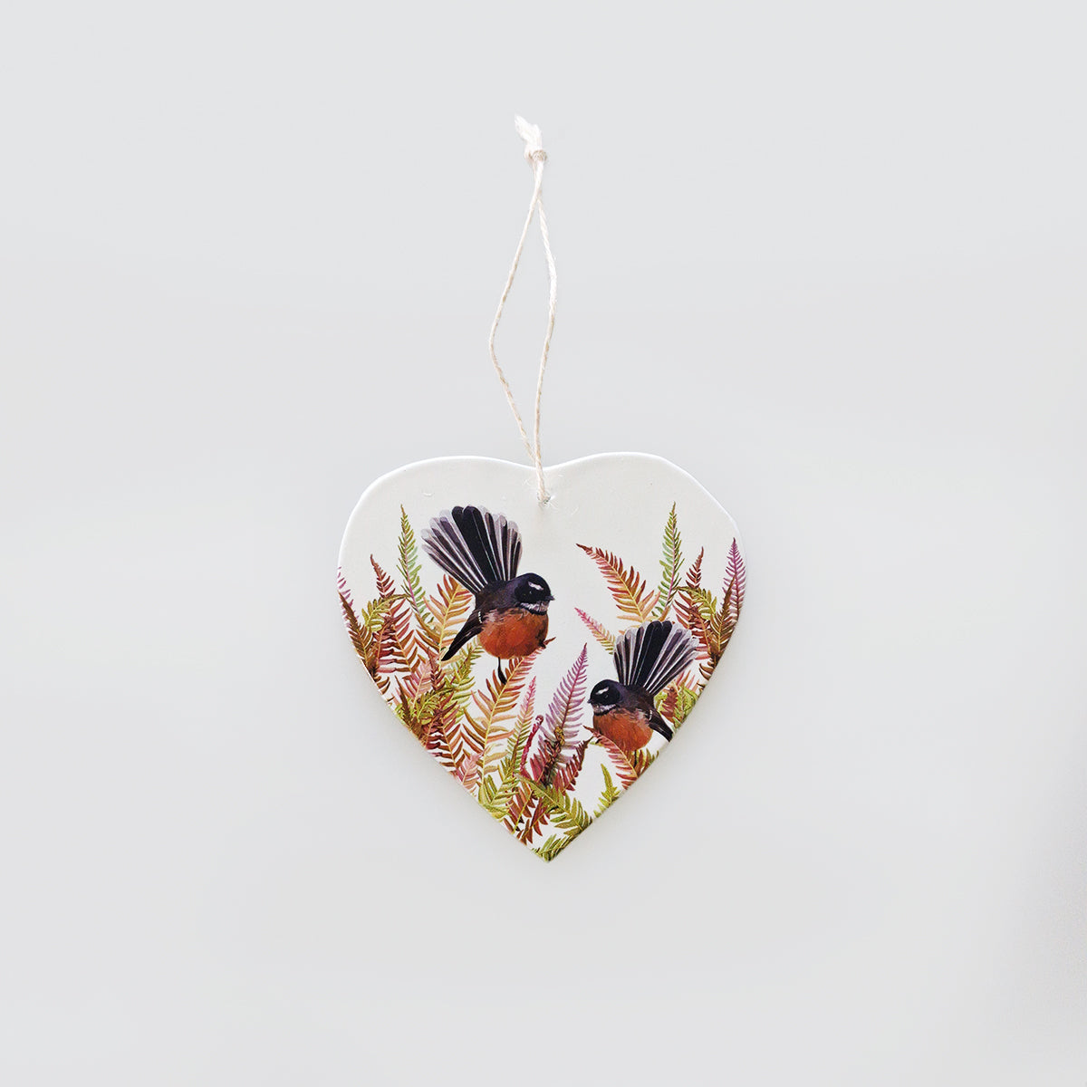 NZ Bird Glass Hanging Hearts