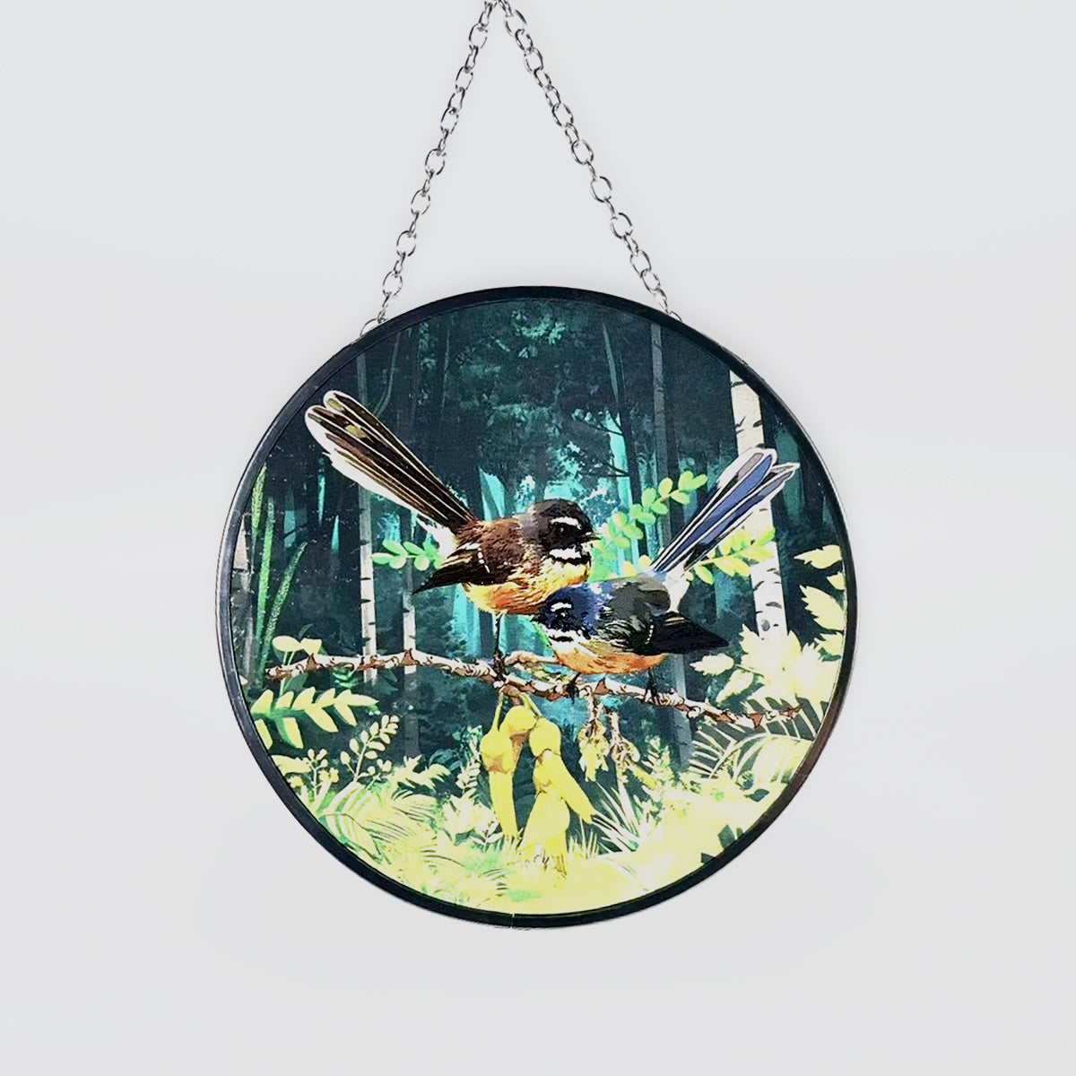 NZ Bird Glass Hanging Discs