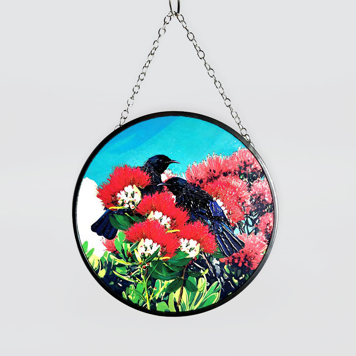 NZ Bird Glass Hanging Discs