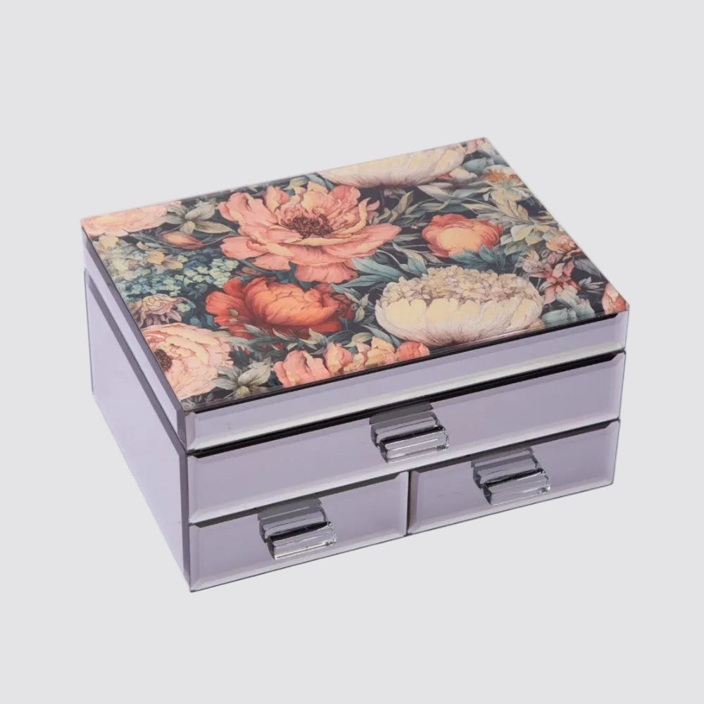 Red Flower Jewellery Box - 3 Tiers