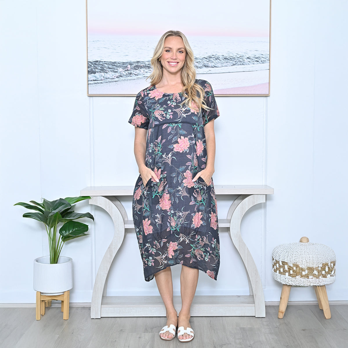 Floral Cocoon Cotton Dress